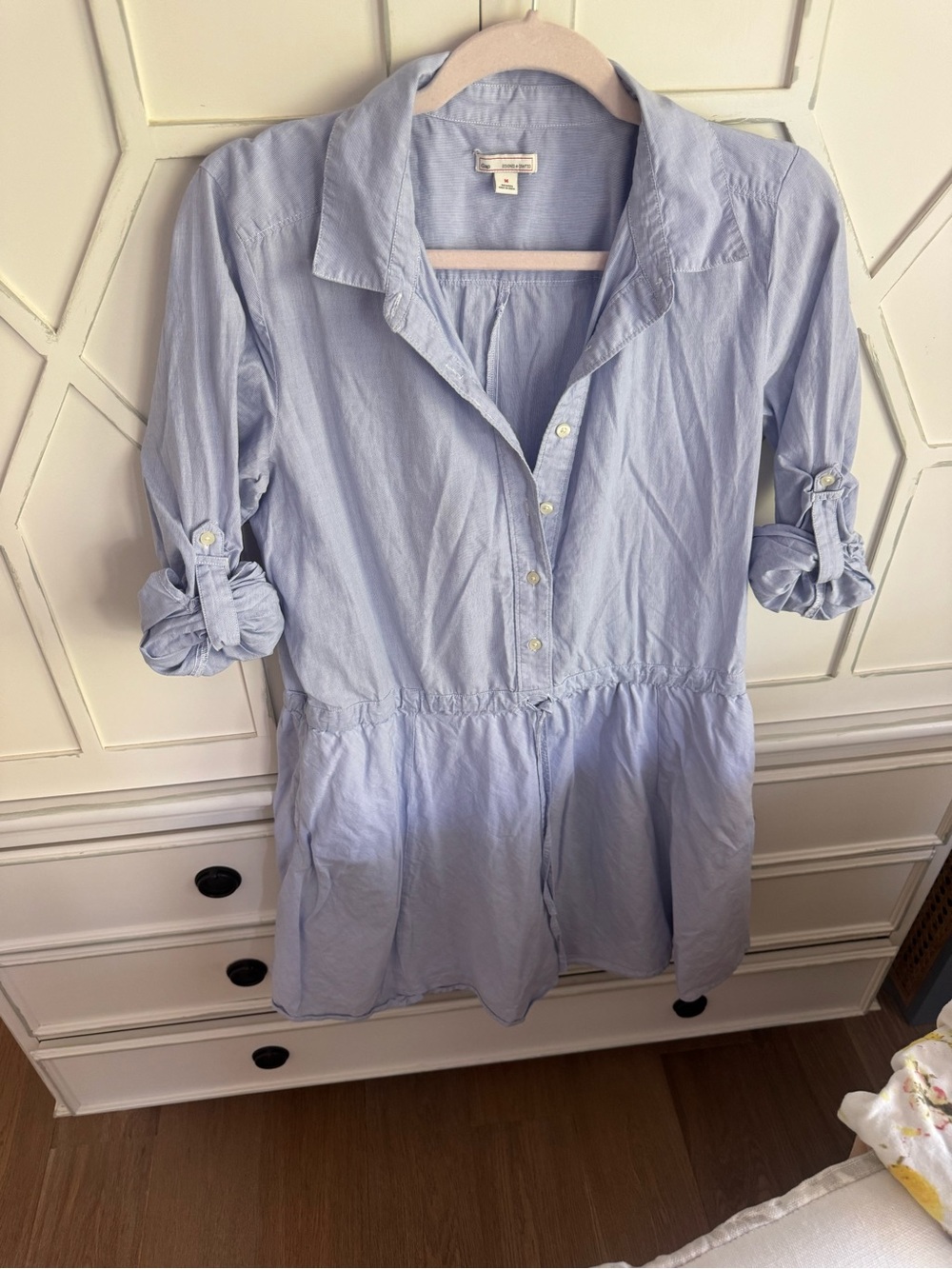 Light Blue Women’s Shirt Dress - Casual Button-Front